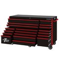 Extreme Tools Roller Cabinet, 19 Drawer, Black/Red, 72 in W x 25 in D RX722519RCBKRD-X